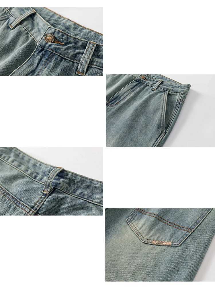 90% pure cotton jeans mens 2024 new retro street pants loose casual soft mens brand clothing denim TrousersT250319