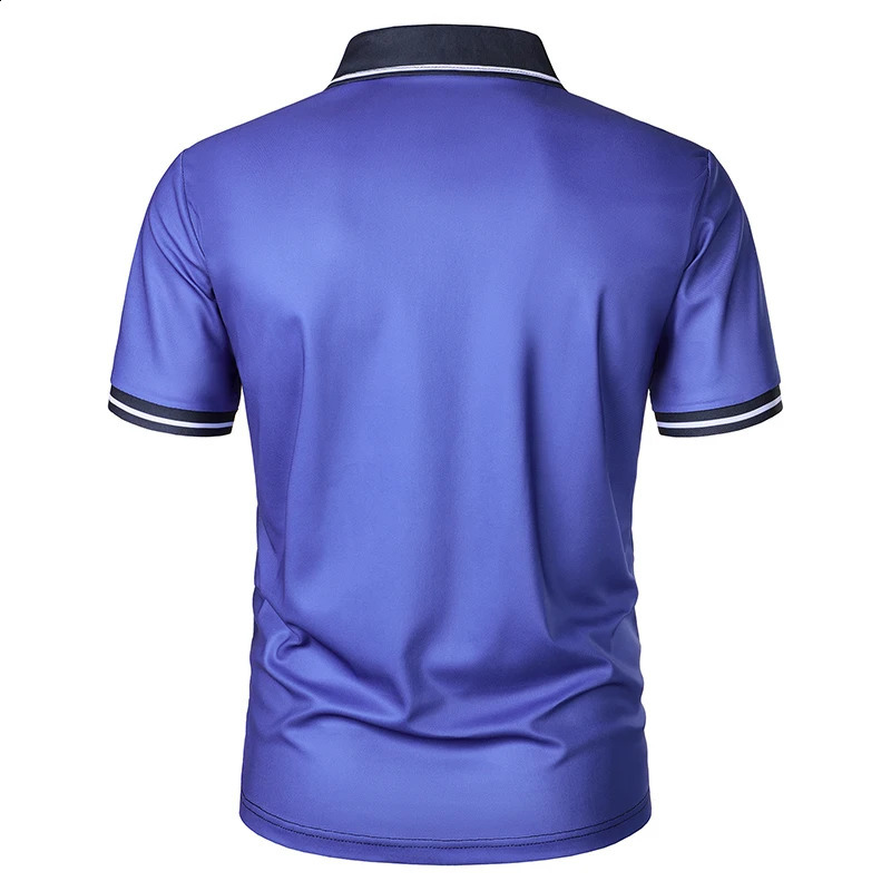 Summer Fashion Short Sleeve Lapel Polo Shirt Men Casual Spell Color Lapel Golf Polo Shirt Men Sport Comfortable Polo Shirt 250319