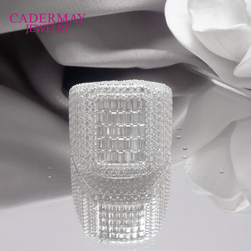 Hiphop Jewelry D VVS Moissanite Square Ring Custom Iced Out Baguette Cut 925 Sterling Silver Championship Ring Men