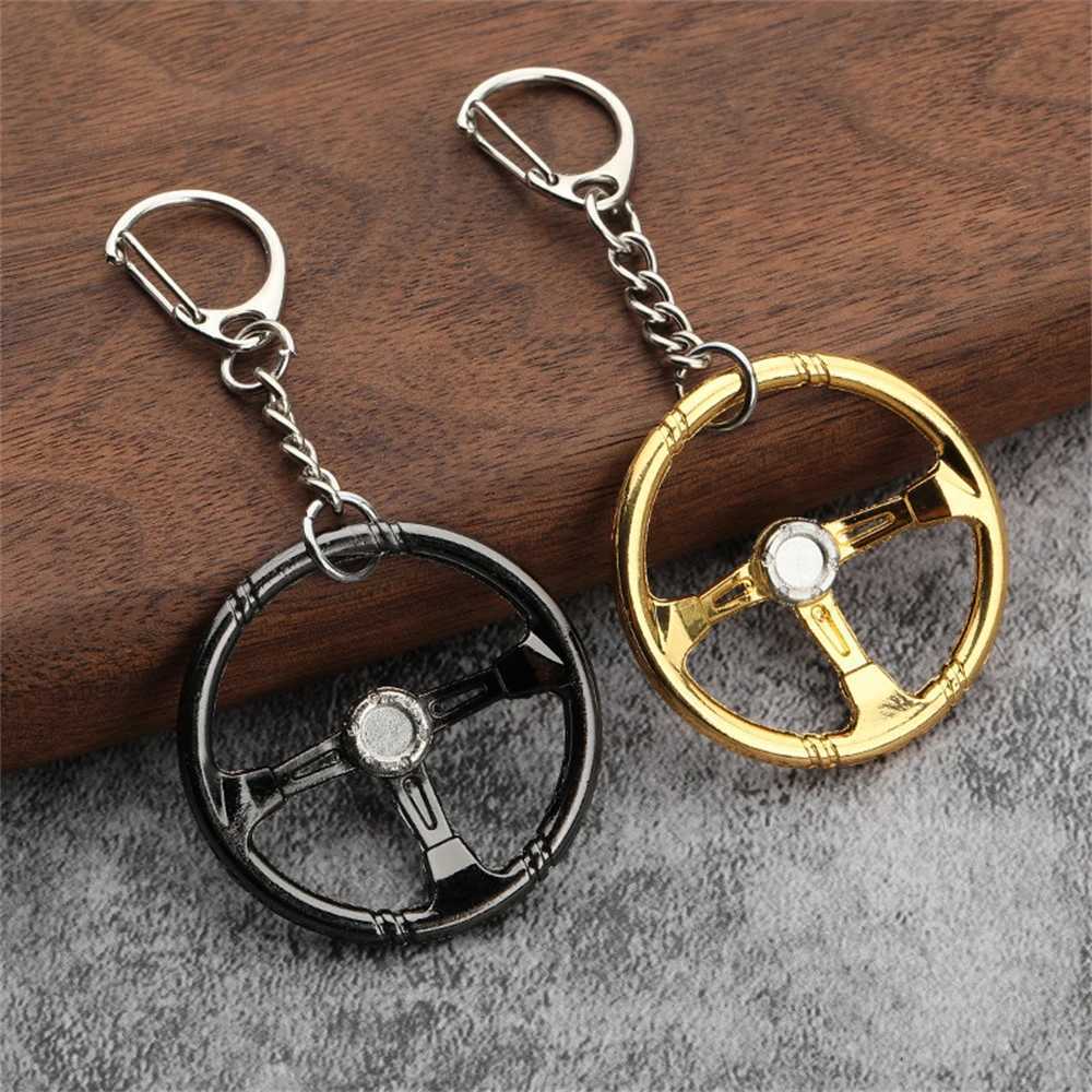 Hot selling sports racing car mixed color personalized steering wheel modified car keychain creative model metal charm keychainXJ250319