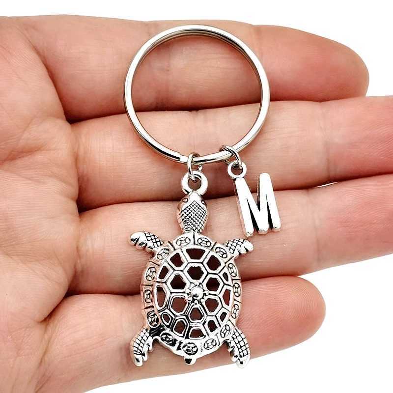 26 Letters Initial Keychain Turtle Pendant Key Chain Cute Turtle Charm Keyring Turtle Lover Jewelry GiftsXJ250319