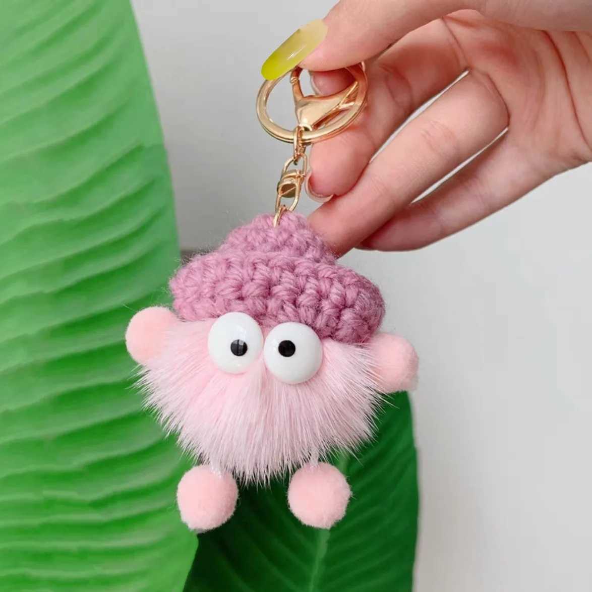 New cute mink fur lanyard Briquettes keychain car keychain pendant plush school bag pendant gift Kavay backpack keychainXJ250319