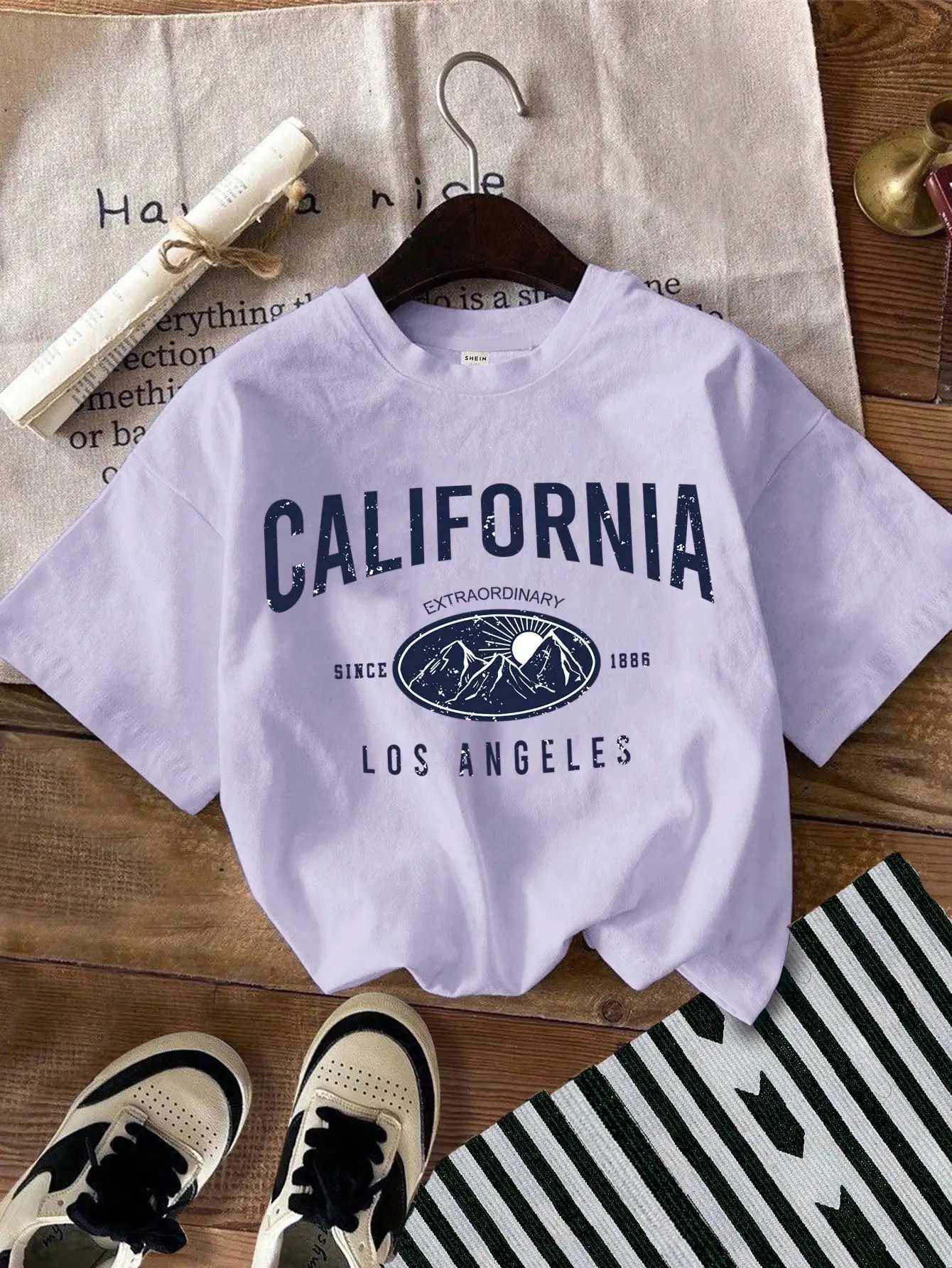 Tween Girl Casual Minimalist Letter Print Short Sleeve T-Shirt Suitable For SummerT250320