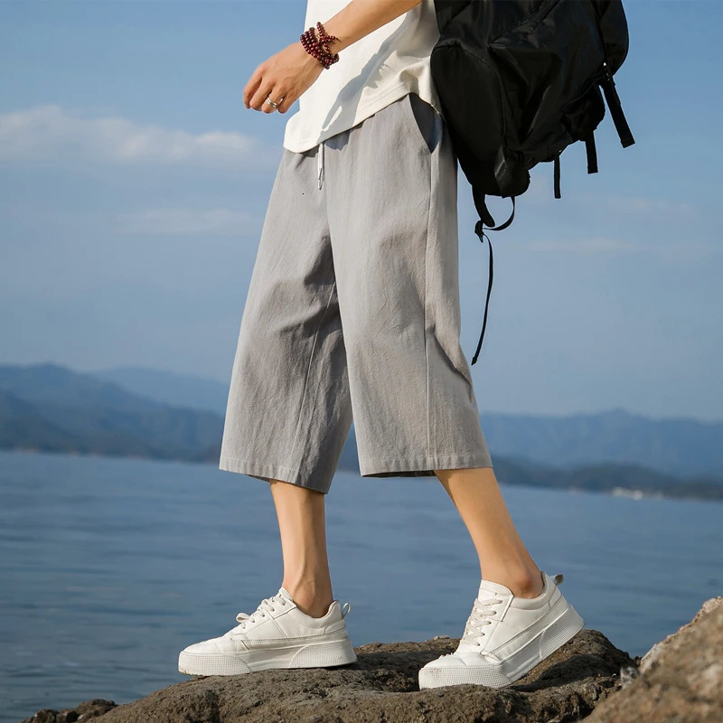 Summer Cotton Linen Short Pants Solid Color Lightweight Shorts Large Jogging Beach Shorts for Men Loose Sweatpants 250320