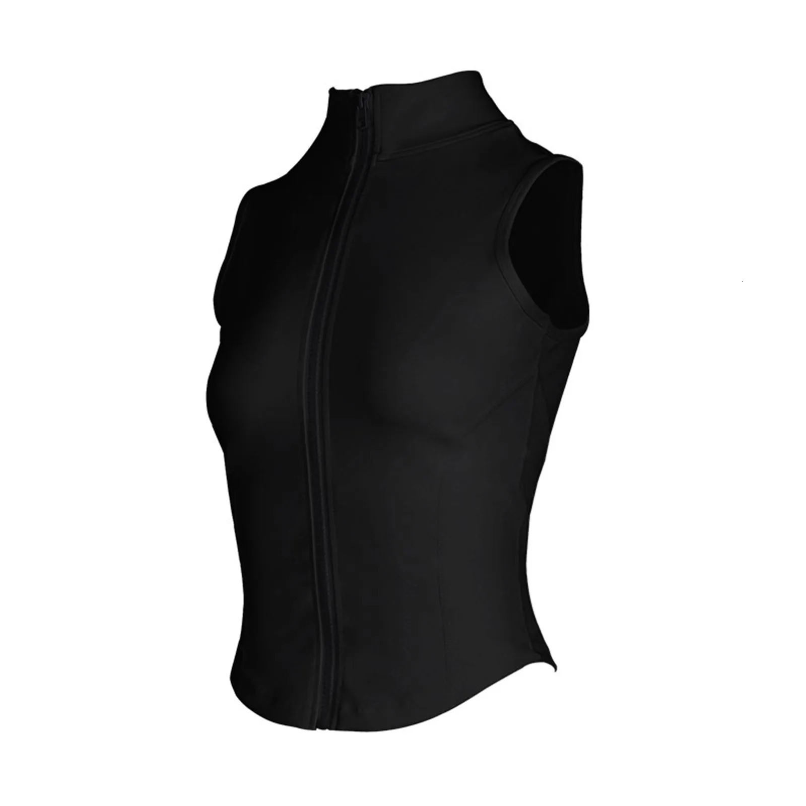 Womens Sleeveless Athletic Tank Tops Shirts Full Zip Up T Shirt Slim Fit Yoga Running Sports Tee Blouse 250320