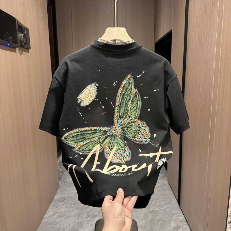 Spring and summer new round neck floral short sleeved T-shirt casual version Western commuting clothing loose mens T-shirtT250319