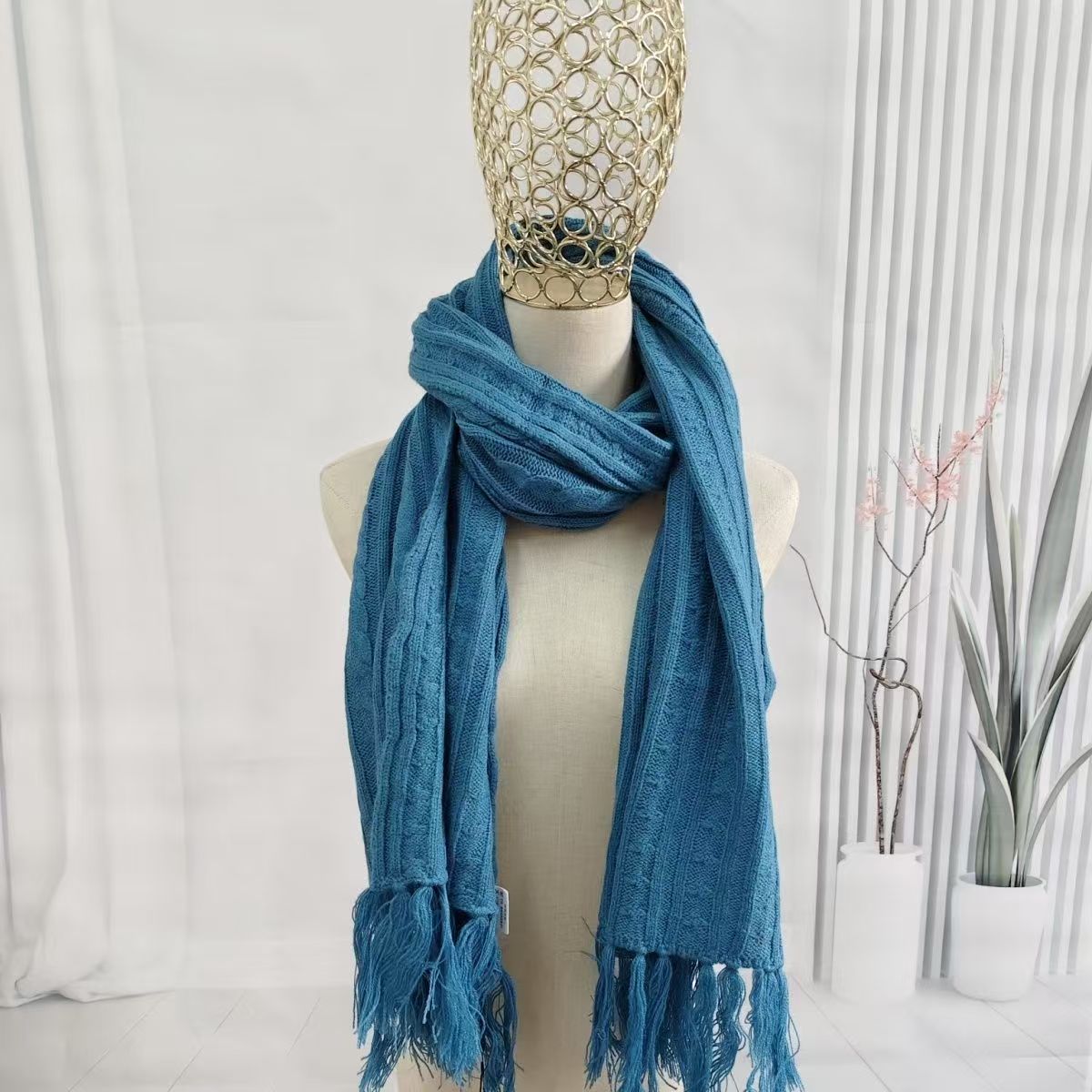T321 autumn and winter tassel scarf female sweet cute new pleated clothing all-match literary retro knitted shawl