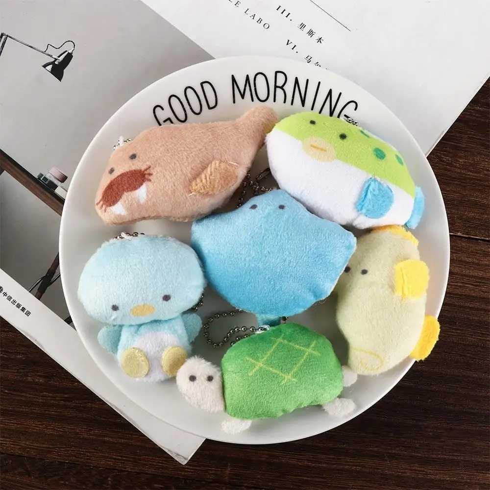 Shark Penguin Aquarium Plush Keychain Fish Pendant Soft Japanese Style Cartoon Plush Filling Pendant Global Plush KeychainXJ250319