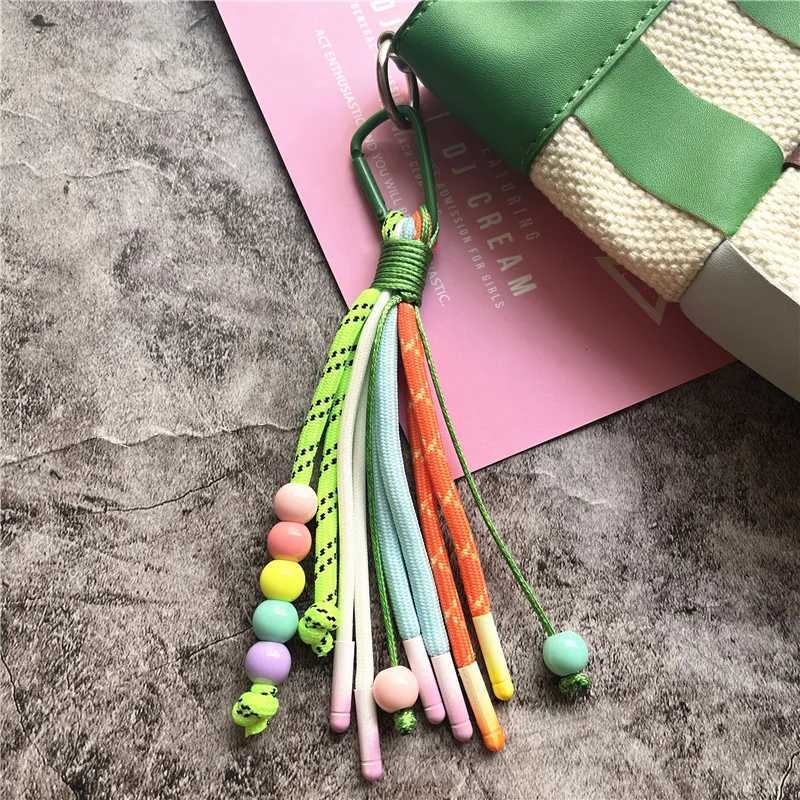 Colorful keychain with bead bag charming weaving car keychain mini fresh keyholder high-end accessory for mobile phonesXJ250319
