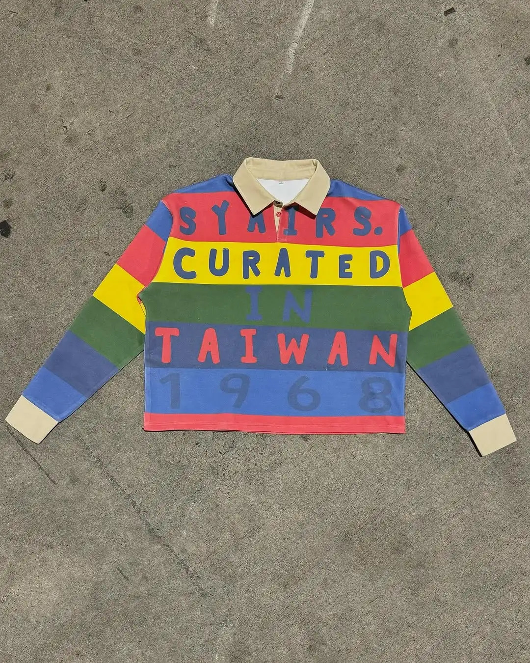 High Street Fashion Dopamine Colorful and Cute Letter Style POLO Shirt Mens Loose Sports Shopping Clothing Long Sleeve Top 250319