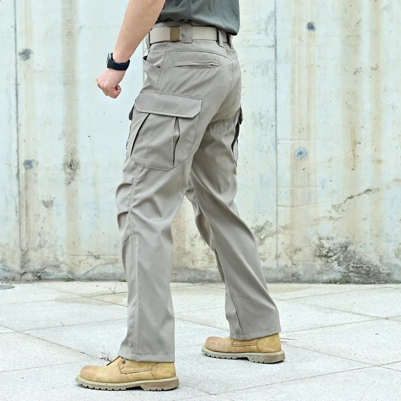 Casual mens long pants with multiple pockets tactical cargo durable combat hiking and jogging Trouser 250319
