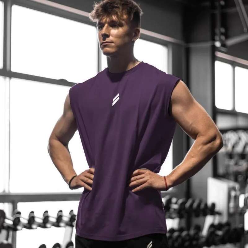 Men's summer sports vest, breathable, loose fitting, sleeveless T-shirt, quick drying vest, men's fitness suit