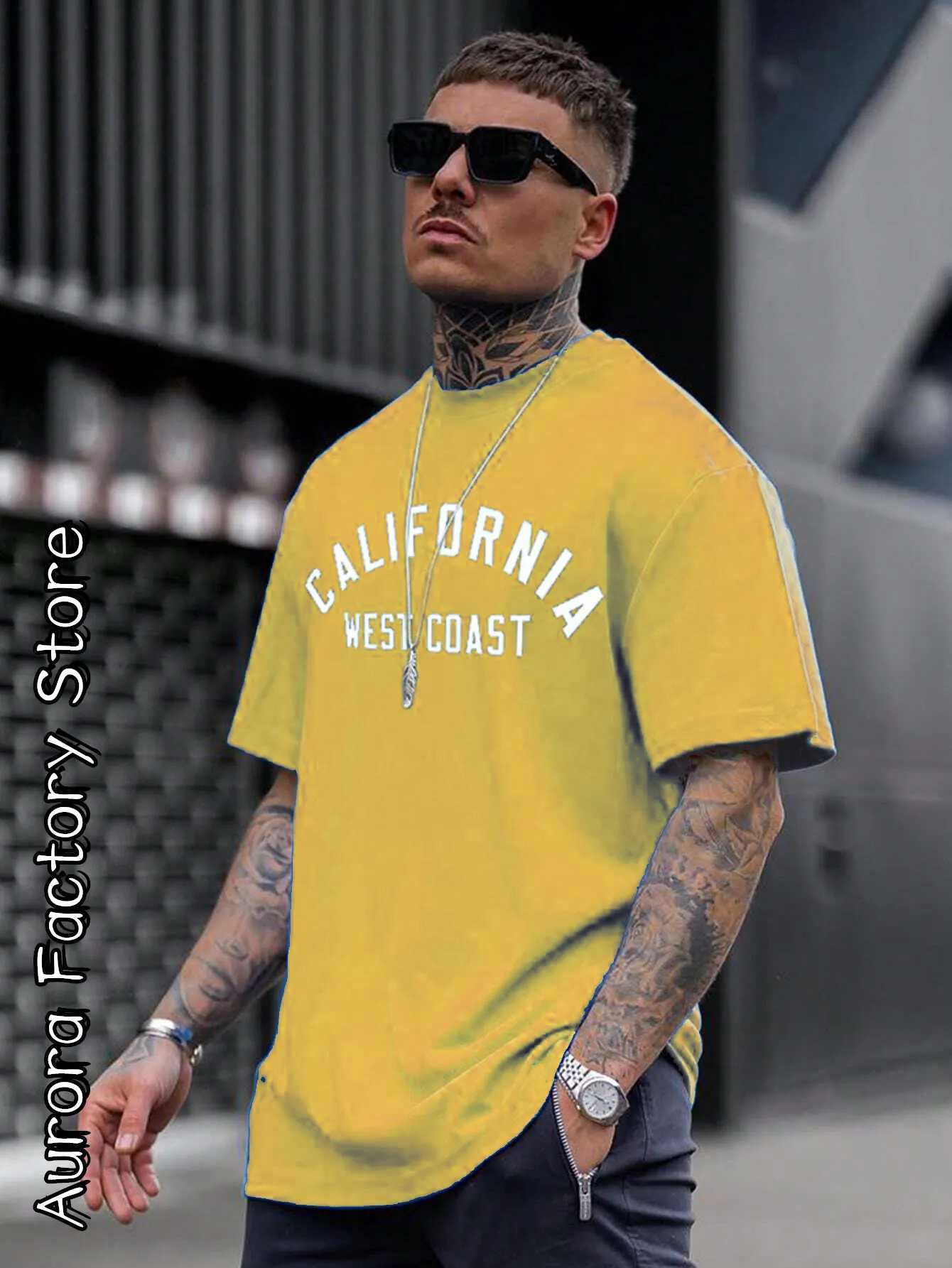 Summer Men Cotton T-Shirt California West Coast Tops Tees Male Fashion Letter Shirt Short Sleeve Clothing Harajuku StreetwearT250319