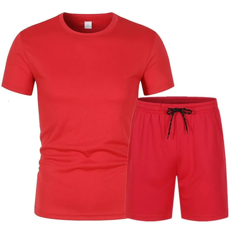 Summer Trendy Leisure Sports Short sleeved Summer Unhooded Drawstring Shorts Loose Regular Mesh Sports Set 250320