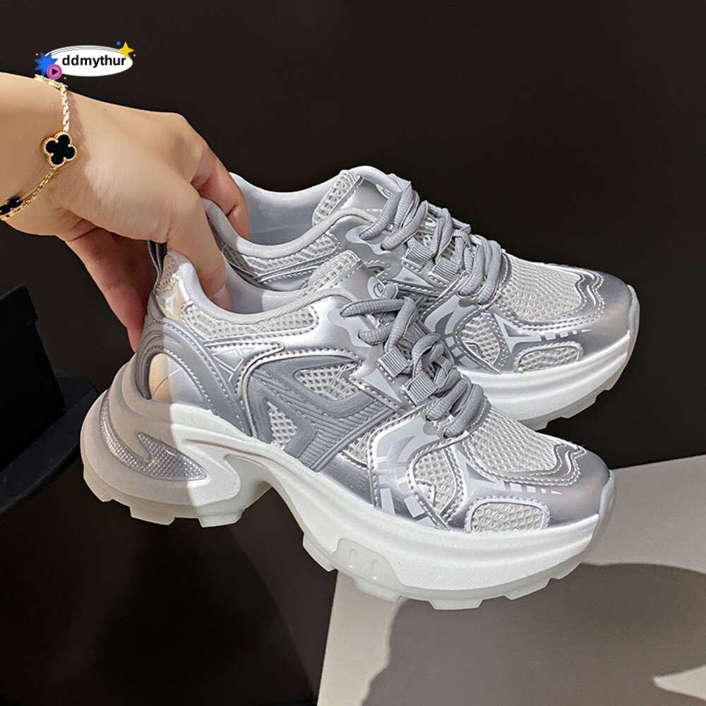 CRLAYDK Fashion Women's Chunky Wedge Sneakers Mesh Breathable Casual Platform Dad Shoes Height Increase Lace Up Walking Tennis ddmythur