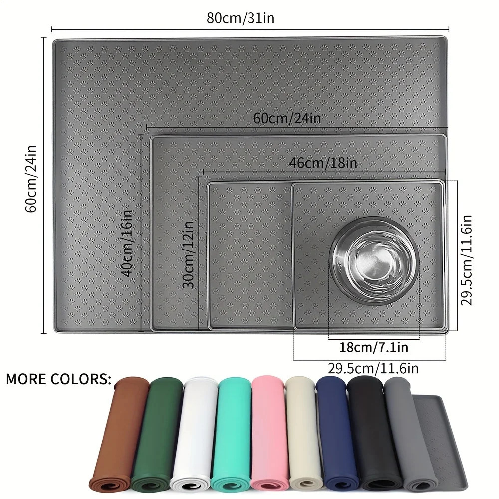 Pet mat anti slip paw print n keeps the floor spotless pet content easy to clean silicone 250312