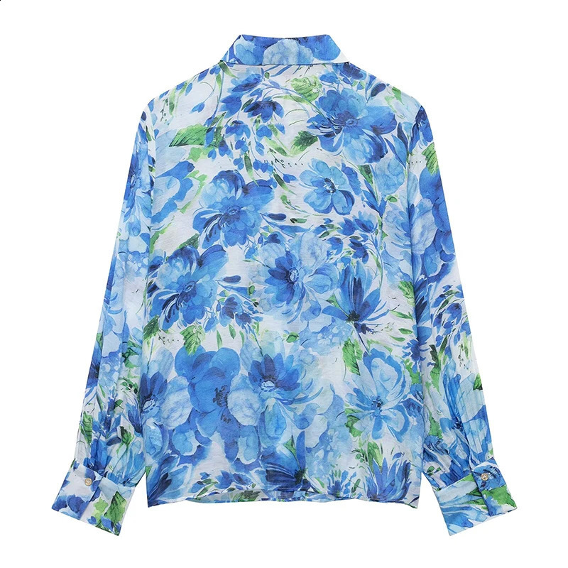 Willshela Womens Fashion Printed Single Chest Shirt Retro Collar Long Sleeve 250319