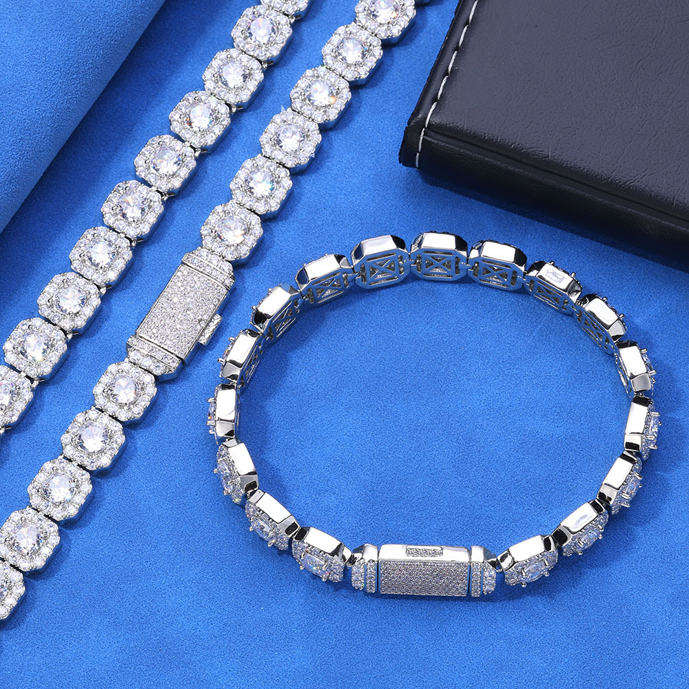 10mm 12mm Mens Hip Hop Tennis Necklace Luxury Cube Zirconia Popular Personalized Womens Cluster Tennis Chain Gift