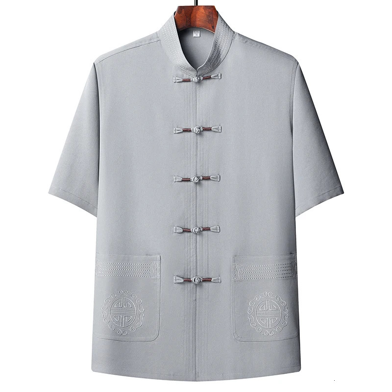 Tang style toppants mens fashionable business collar ed round buckle Chinese checkered dress Hanfu Taiji suit 250317