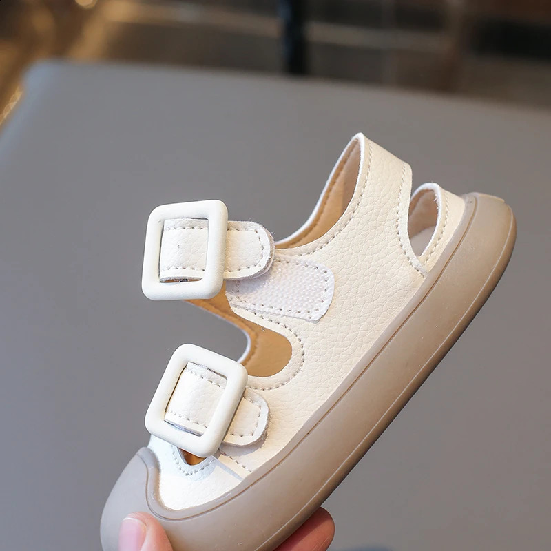 Summer Childrens Toddler Sandals Package Head Soft Bottom Boys Girls Beach Shoes Khaki Smooth Baby 250312