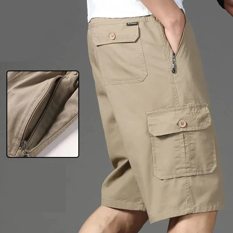 Large mens sports and casual shorts fashionable loose straight cargo cotton comfortable beach running 250312