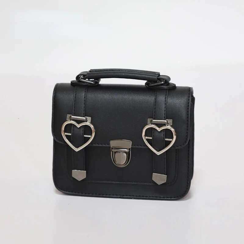 MBTI Cute Jk Satchels Shoulder For Women Black Square Small Pu Leather Purses And Handbags Japanese Style Lolita Ladies Bag