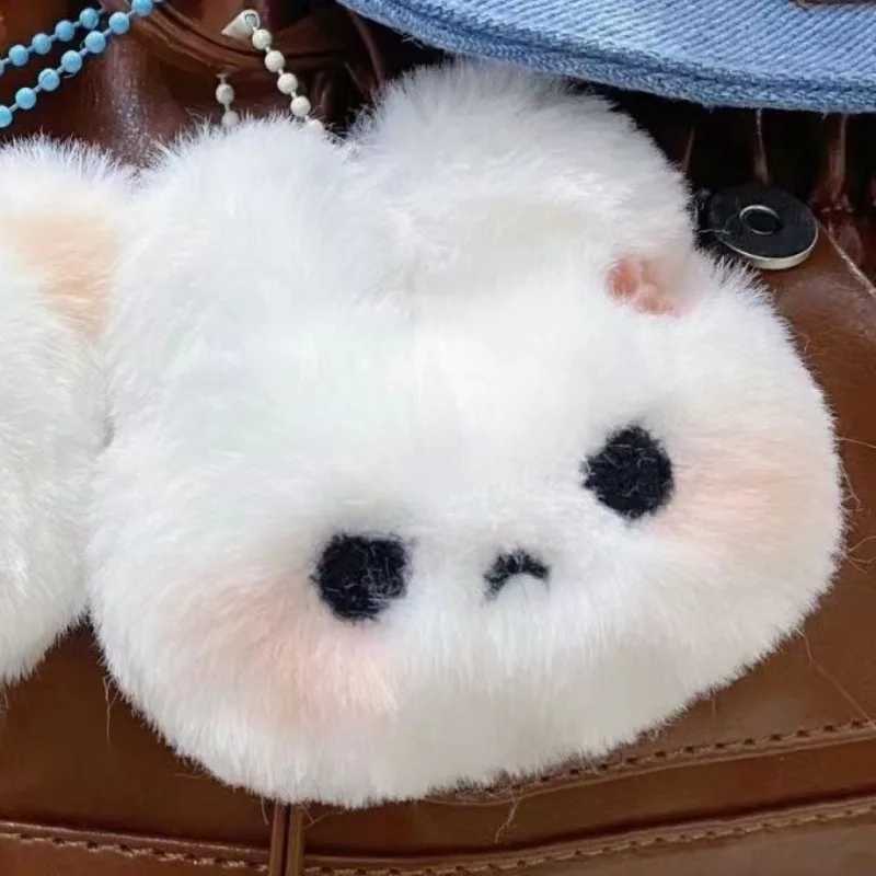 Soft furry rabbit keychain womens fur kitten bag charm childrens toy keychain animal keychain couple giftXJ250319