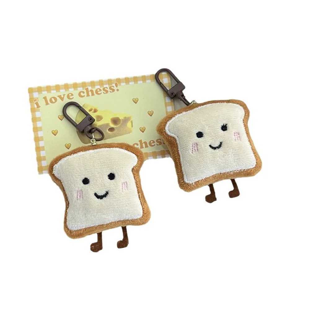Toast Bread Plush Bread Keychain Ins Decoration Charm Cute Key Chain Kawaii Cartoon Bread Keyring Backpack PendantXJ250319