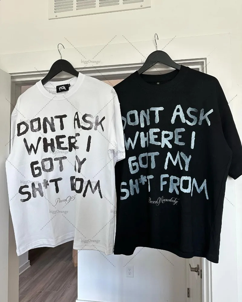 European and American street retro top punk Gothic oversized letter printed Tshirt unisex fashion version casual short sleeved shirt 250318