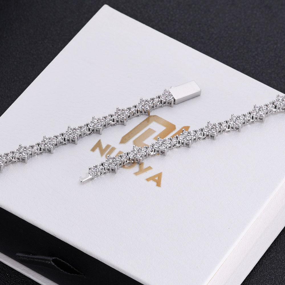 New Arrive 6.5mm Tennis Chain Brass with Bling Zircon Flower Shaped Tennis Chain Necklace For Women Party Gift