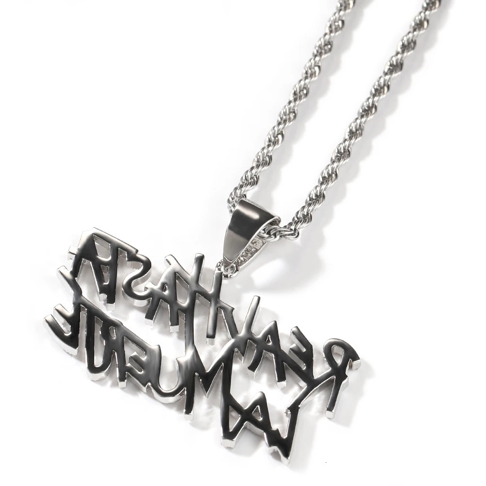 UWIN Cursive Font Real Hasta La Muerte Letters Pendant Necklaces For Men Iced Out Cubic Zircon Charms Fashion Jewelry for Gift 250320