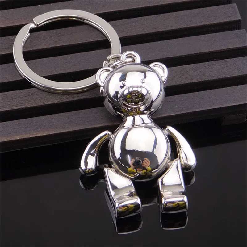 Cute metal mobile bear keychain 3D animal keychain womens car handbag charm accessories keyholderXJ250319
