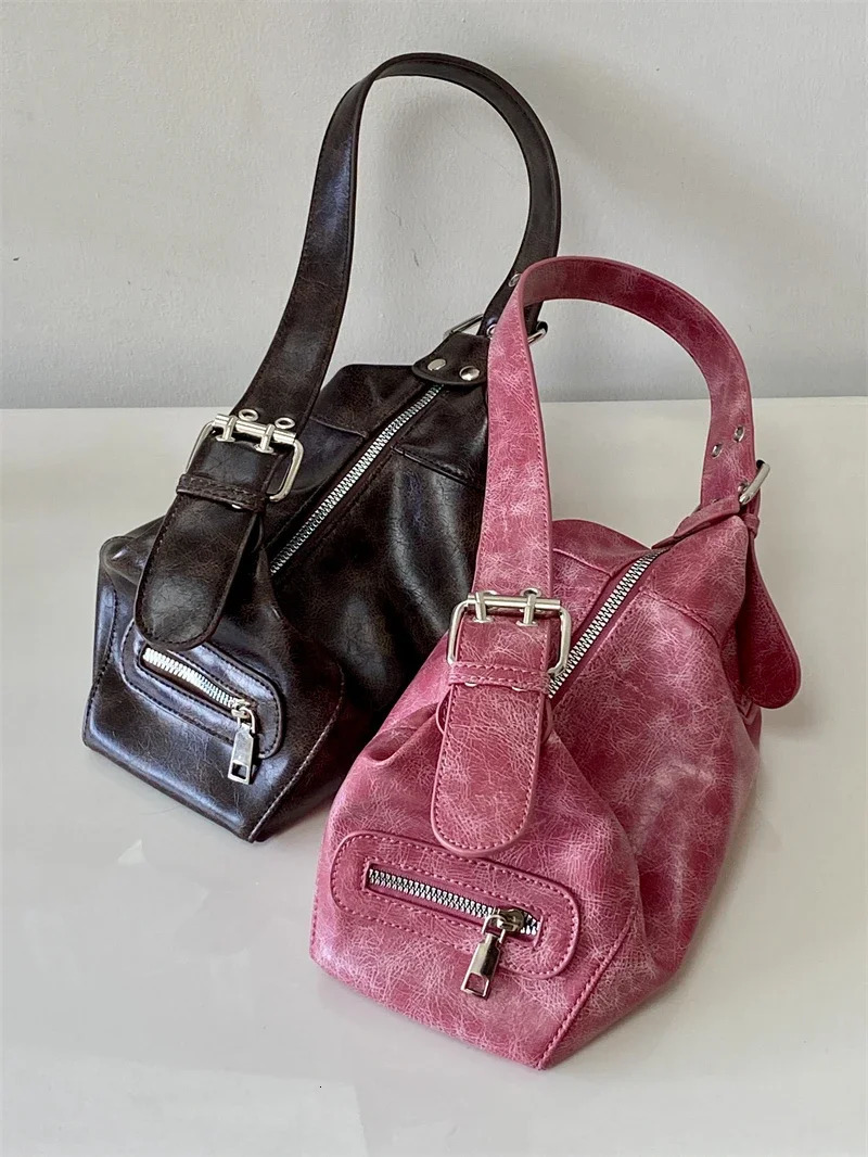 Vintage Y2K Womens Underarm Bags Pu Leather Shoulder Bag Casual Portable Female Tote Purse Crossbody Bag Handbags 250318