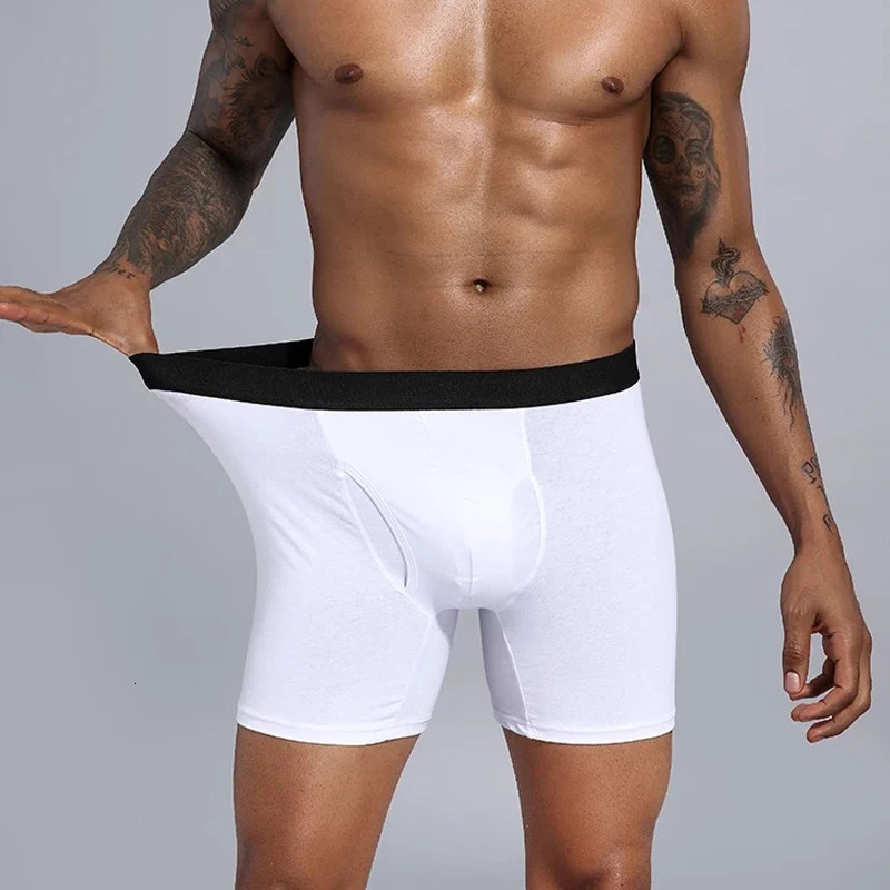 Mens long boxers cotton mens underwear home printed loose sexy shorts 250320
