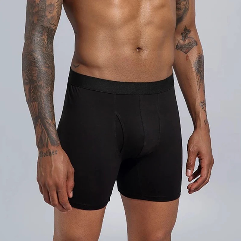 Mens long boxers cotton mens underwear home printed loose sexy shorts 250320