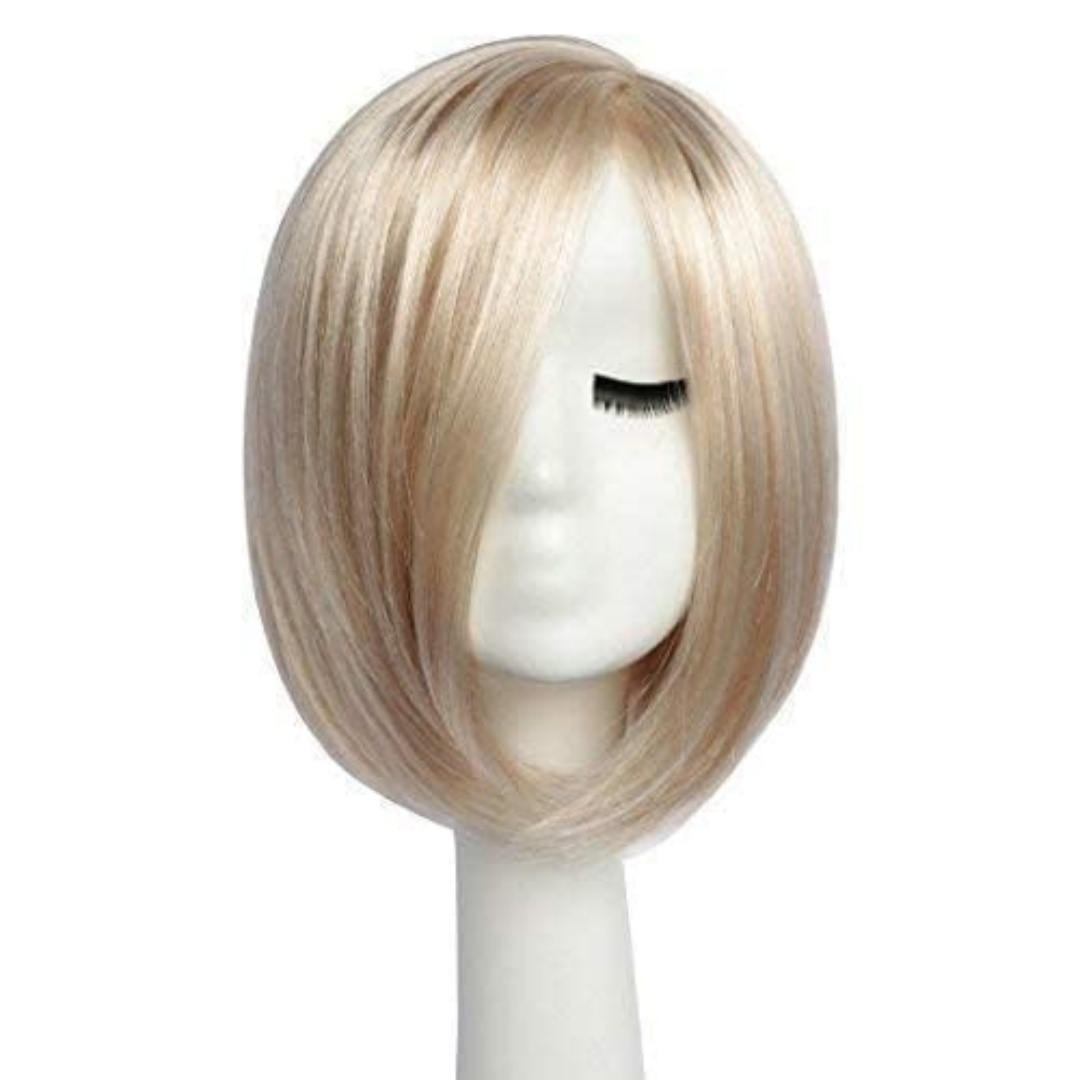 Short Platinum Blonde Wigs for Women Bob Wig Natural Straight Wig Side Part Hair for Daily Party Cosplay Halloween