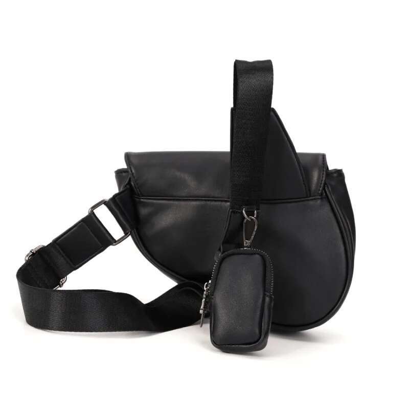 Fashion Rivet Saddle Men Crossbody Bags Brand Design Flap Shoulder Hip Hop Men's Chest Bag PU Leather Handbags