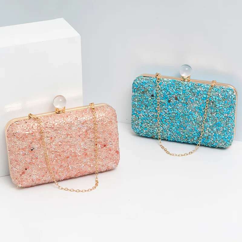 New Rhies Evening Fashion Dia Beaded Banquet Clucth Purse 2023 Crystal Handbags Female Shoulder Bags