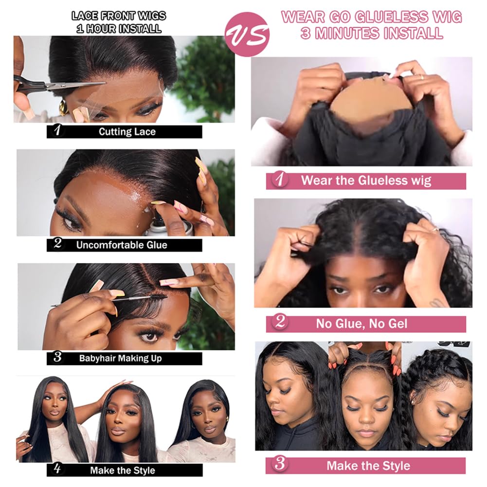 5x5 Glueless Wigs Human Hair Pre Plucked Body Wave Bob Wig Wear and Go Lace Front brazilian Hair Wigs for Black Women Ready to Wear Wigs for Beginners