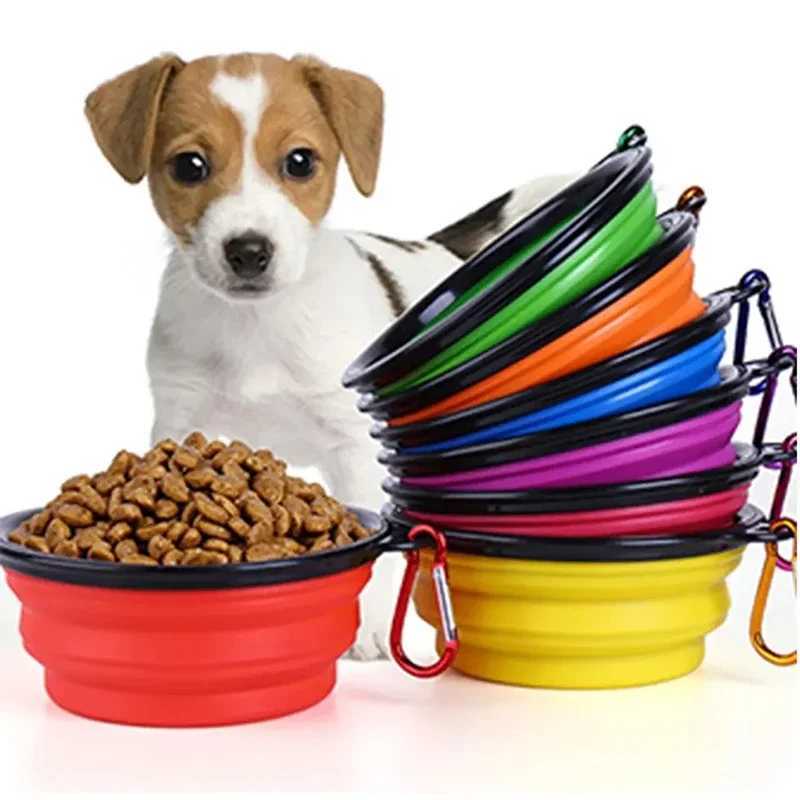 Outdoor dog bowl foldable portable small dog beverage container wear-resistant and drip proof cat bowl travel pet accessories Y250319