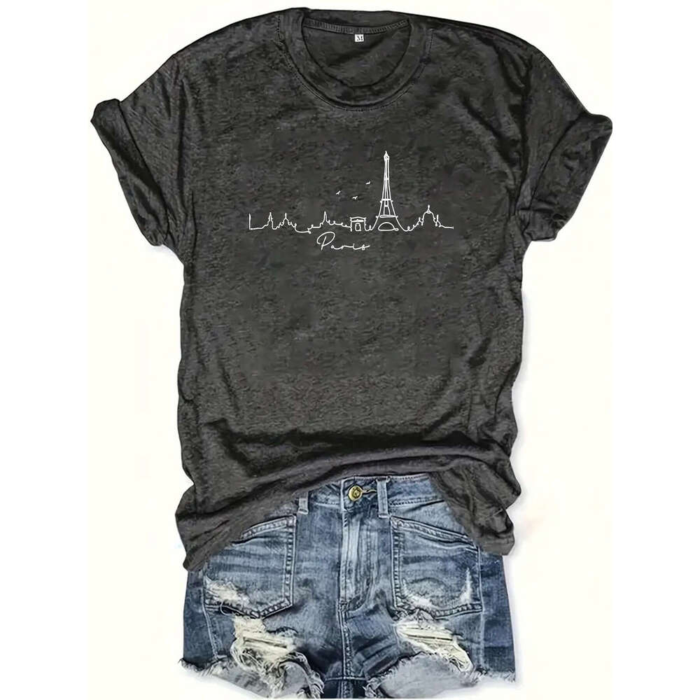 Womens Designer Clothing Women Designer Clothes Women Clothes London Graphic Tees Blue Paris Tower Daily Casual Top Plus Size Womens Short Sleeved T-s