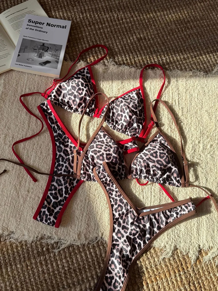 Sexy Leopard bikini womens swimsuit 2025 thong set twopiece 250319