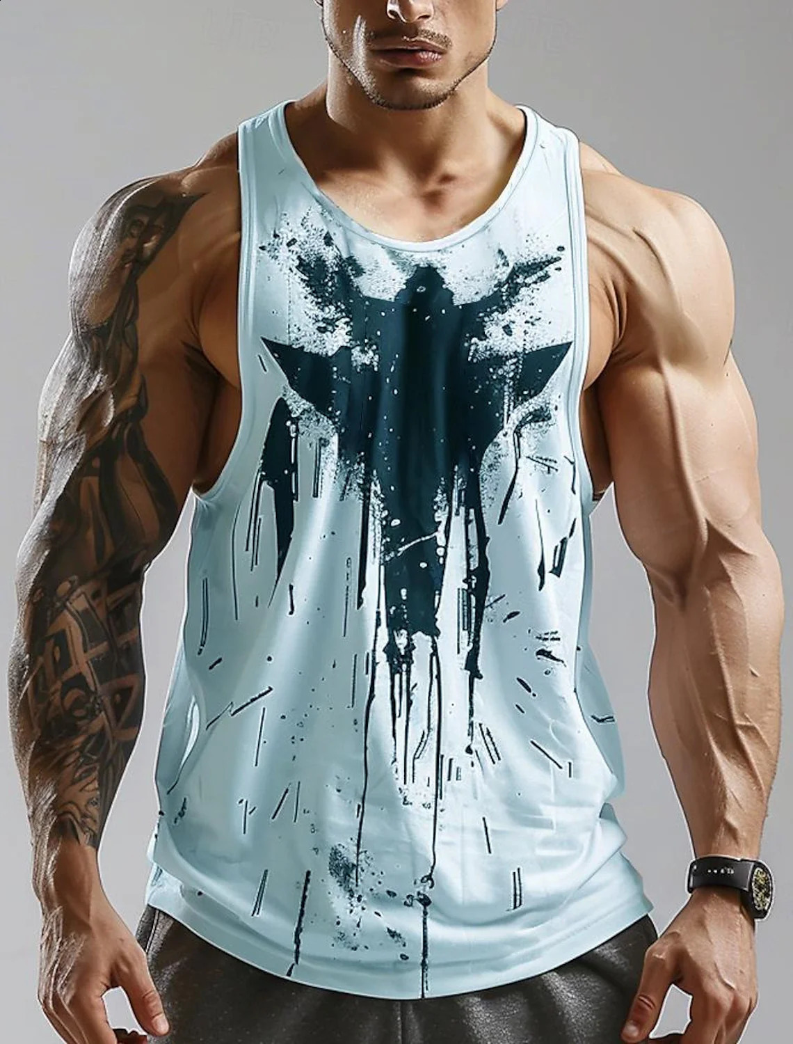 Y2K style fashion large size mens tops mens fitness sleeveless vest 3D T-shirt summer comfortable home fashion vest quick dry 250318