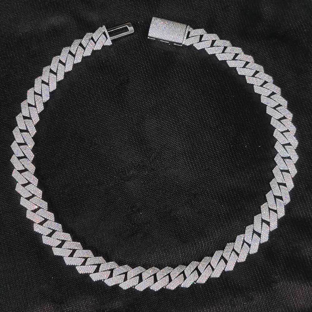 Hip Hop Jewelry 15mm 4 Rows Cuban Chain Necklace White Gold Plated Iced Out Cz Prong Necklace Diamond Cuban Link Chain For Men
