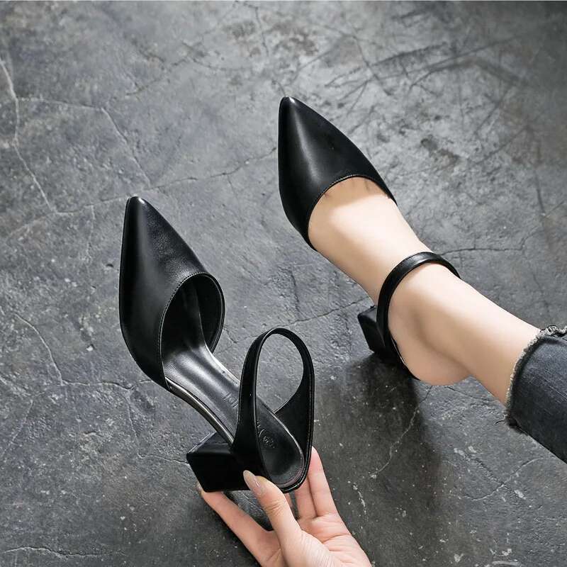 Wedge Heels Pointed Chunky High Heels Small Size Women Summer Sandal Female Block Heel Shoes Ladies Sandals