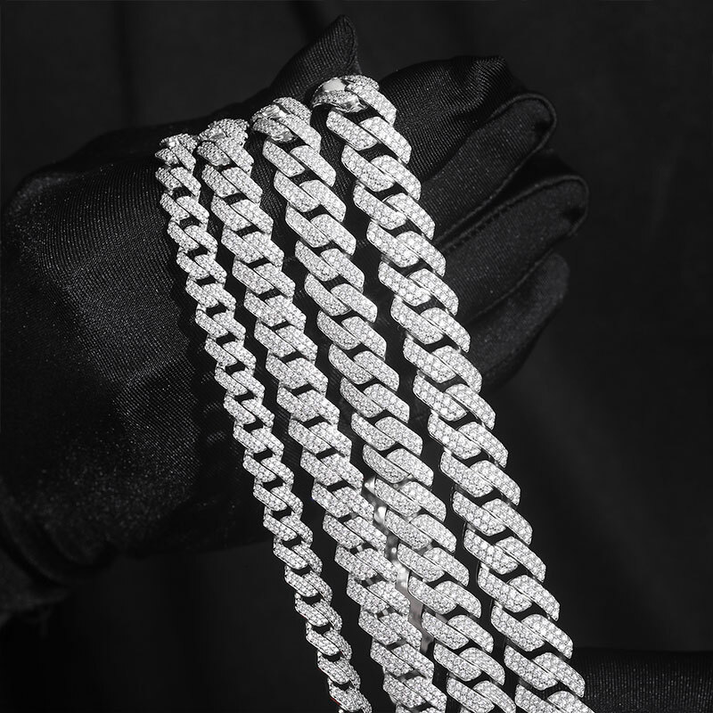 TUHE Unisex Hip Hop High Quality VVS1 Moissanite Thick Cuban Chain Necklace 925 Silver For Men Hip Hop Jewelry