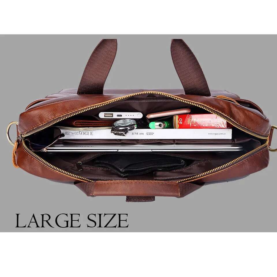 Men Genuine Handbags Casual Leather Laptop Male Business Travel Messenger Bags Men's Crossbody Shoulder Bag