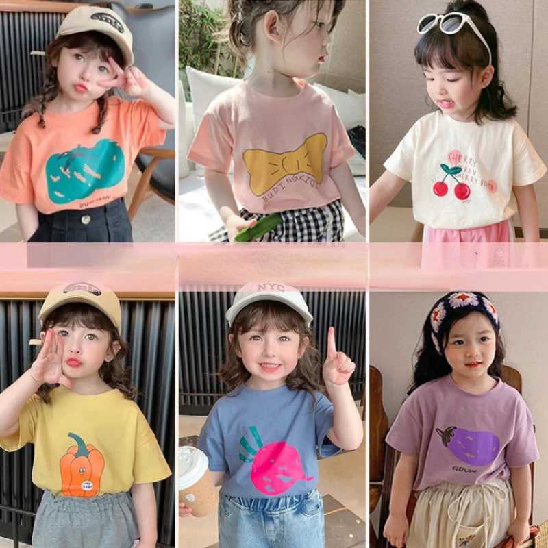 Baby girl boy short sleeved T-shirt childrens cotton top T-shirt childrens cartoon printed shirt summer childrens clothing Korean styleT250320
