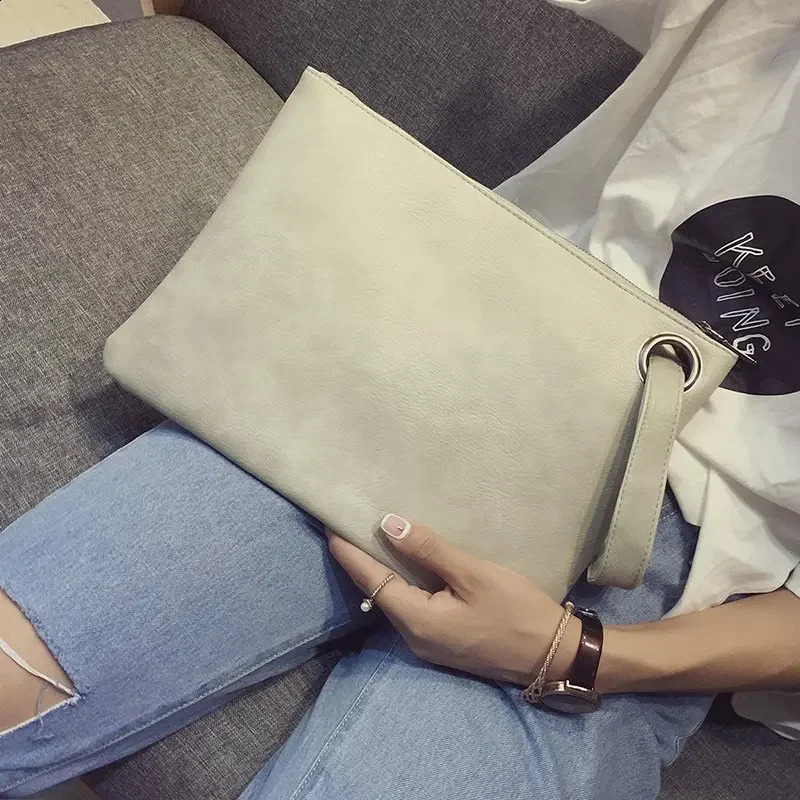 Fashion Solid Womens Clutch Bag Leather Envelope Handbag 250317