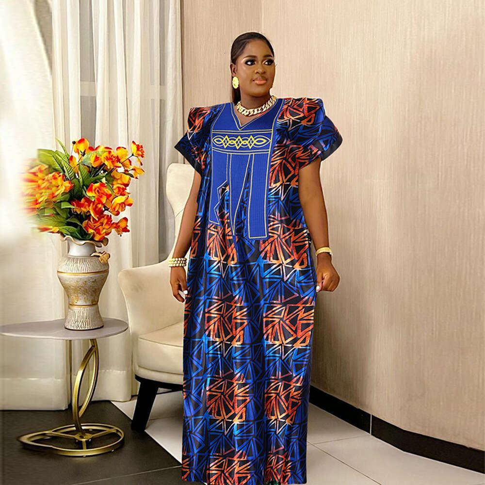Large Size Long Skirt, New Women's Printed Dress, And Embroidered Muslim Robe